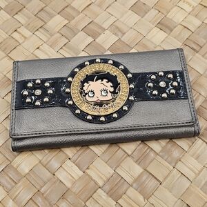 Betty Boop Metallic Wallet Studded Detail